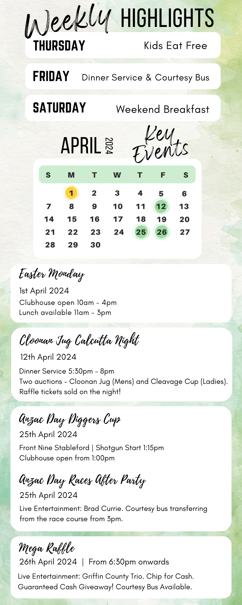 April schedule